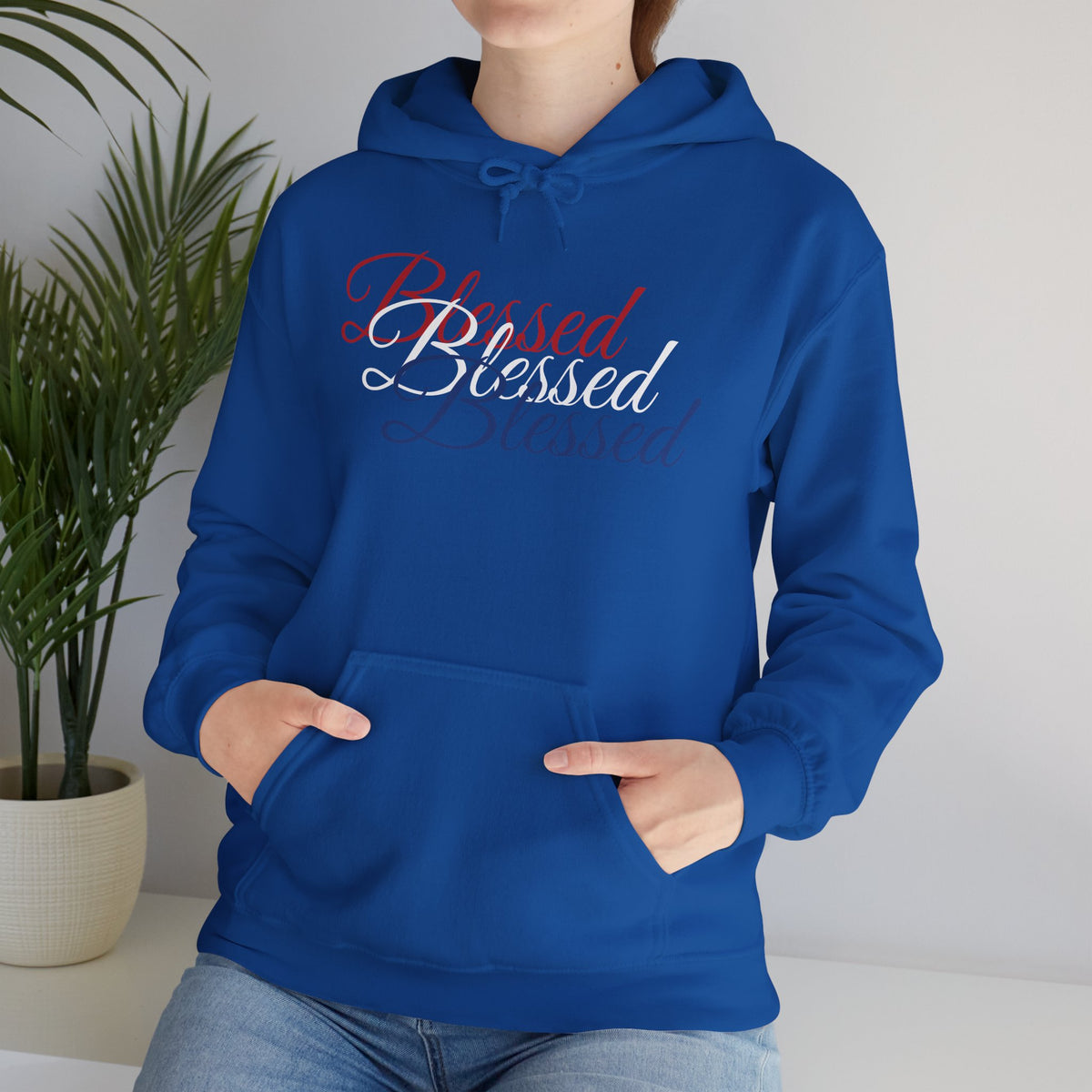 Blessed Hoodie - Patriotic Red White Blue - Unisex Pullover - Front & Back Print - S-5XL