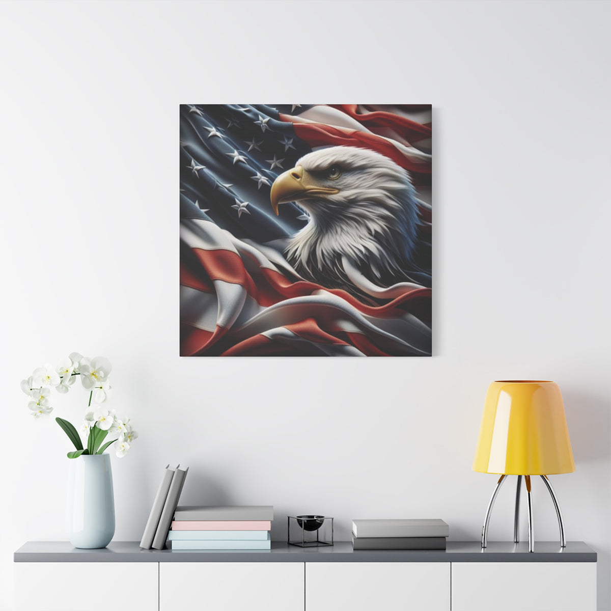 Patriotic Eagle Canvas Wall Art - American Flag Decor - Red White Blue - Gallery Wrapped - 27 Sizes - Veteran Gift