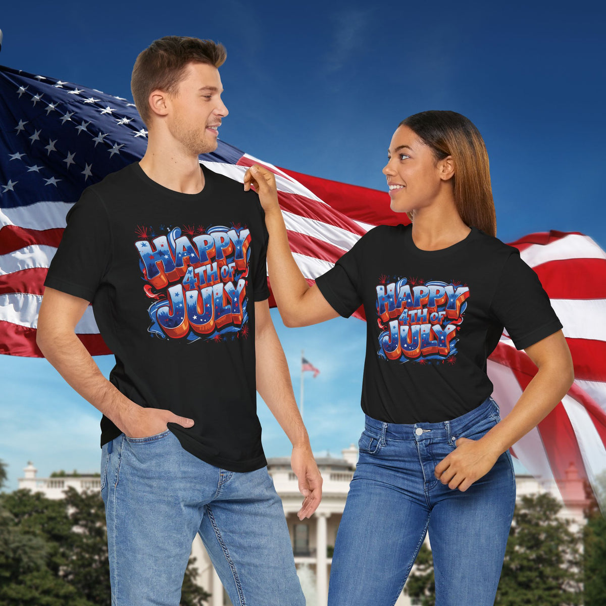 Happy 4th of July T-Shirt - Independence Day Bald Eagle - American Flag Graphic Tee