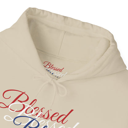 Blessed Hoodie - Patriotic Red White Blue - Unisex Pullover - Front & Back Print - S-5XL