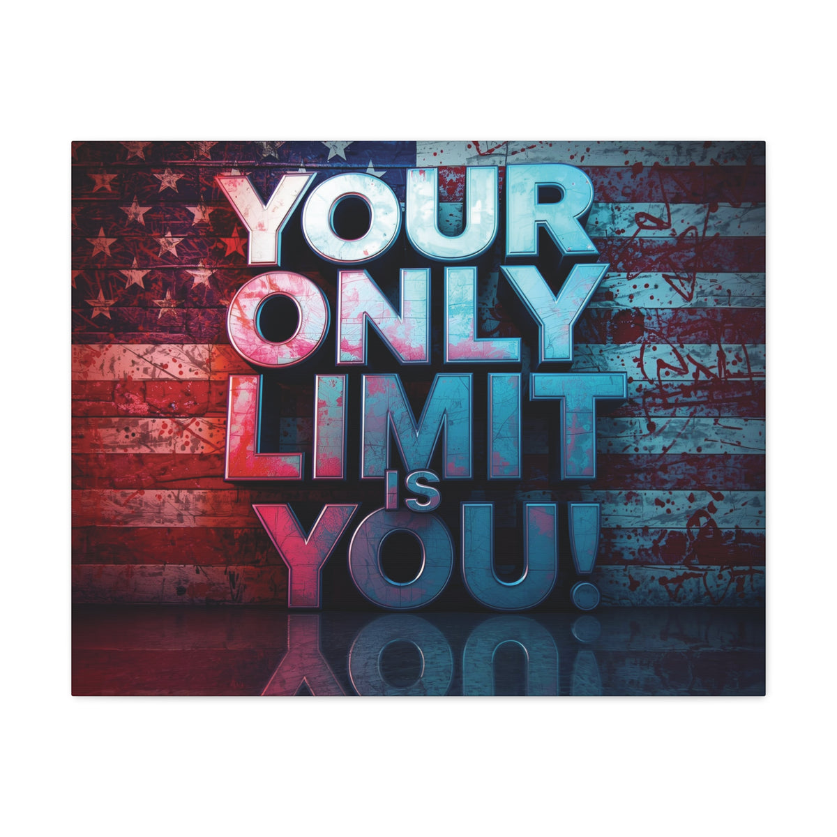 Your Only Limit Is You Canvas Wall Art - Motivational Vintage Flag Decor
