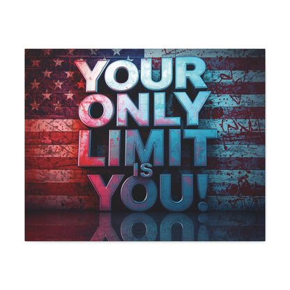 Your Only Limit Is You Canvas Wall Art - Motivational Vintage Flag Decor