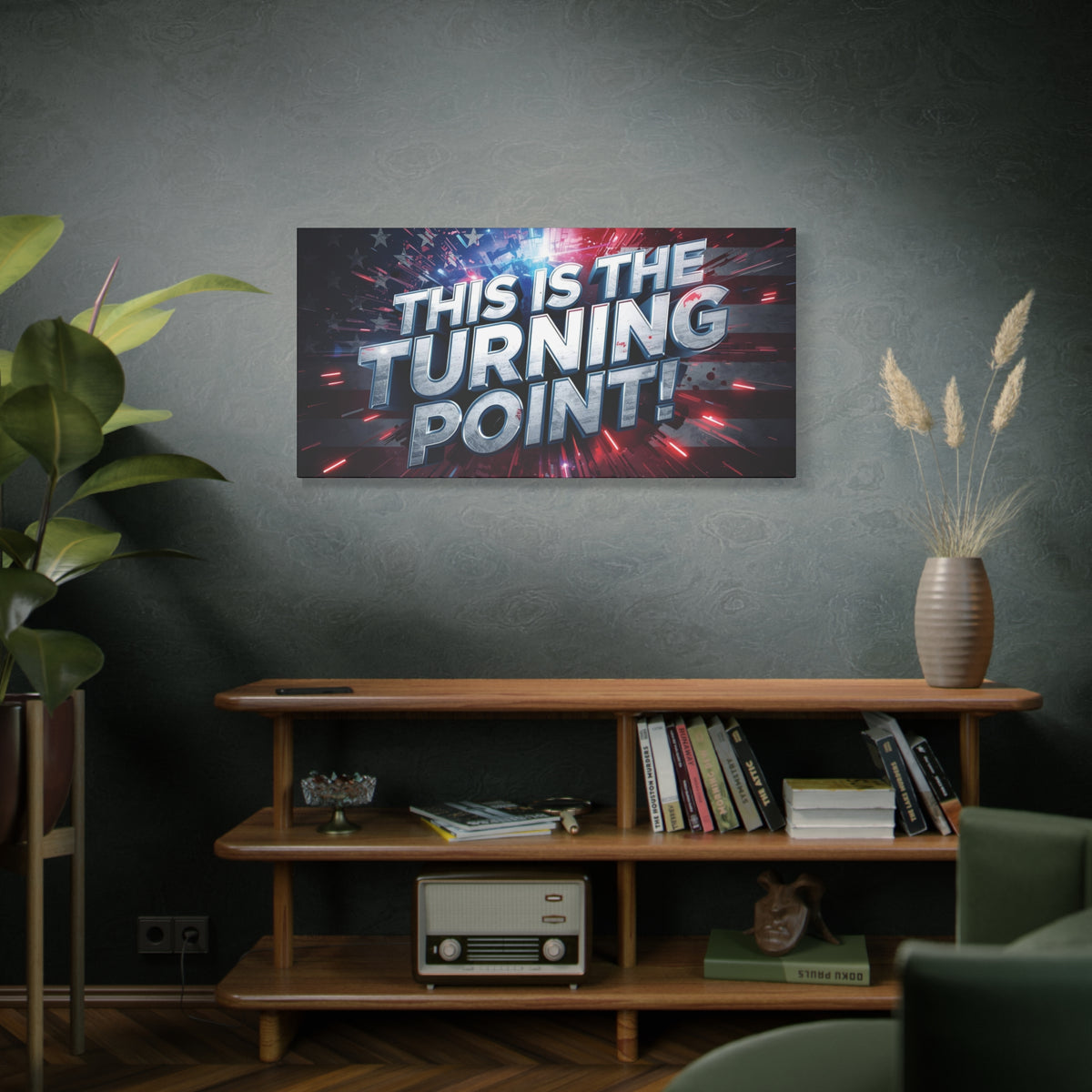 This Is The Turning Point! Canvas Wall Art - Patriotic American Flag - Red White Blue - Motivational Decor - 32 Sizes