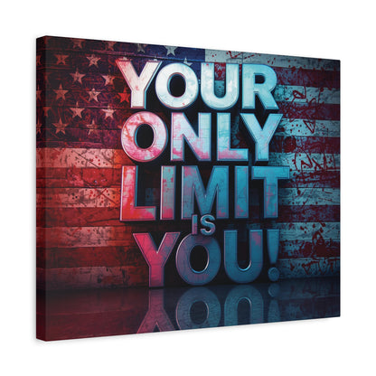 Your Only Limit Is You Canvas Wall Art - Motivational Vintage Flag Decor