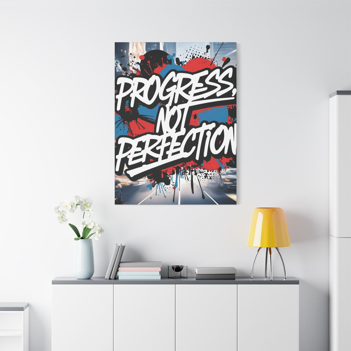 Progress Not Perfection Canvas Wall Art - Motivational Home Decor