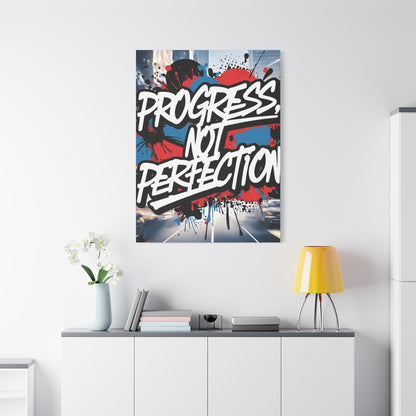 Progress Not Perfection Canvas Wall Art - Motivational Home Decor