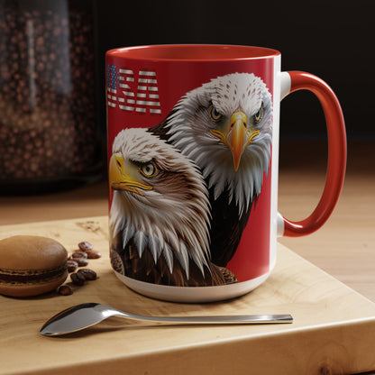 Patriotic Bald Eagle Accent Mug - Red White & Blue - 11oz/15oz - 4 Colors
