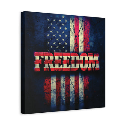 Freedom Canvas Wall Art - Patriotic Vintage American Flag - Gallery Wrapped - Red White Blue - 35 Sizes Available