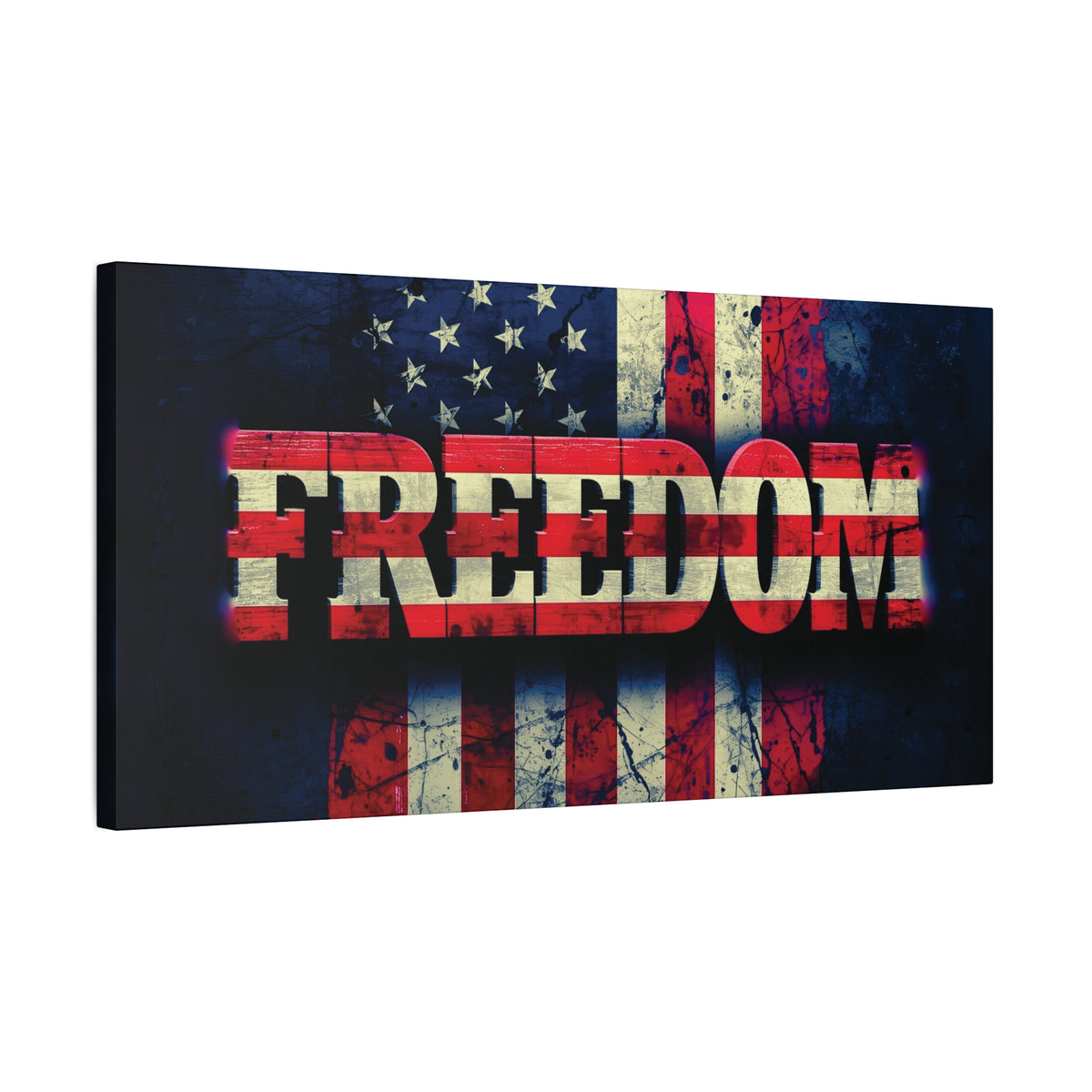 Freedom Canvas Wall Art - Patriotic Vintage American Flag - Gallery Wrapped - Red White Blue - 35 Sizes Available
