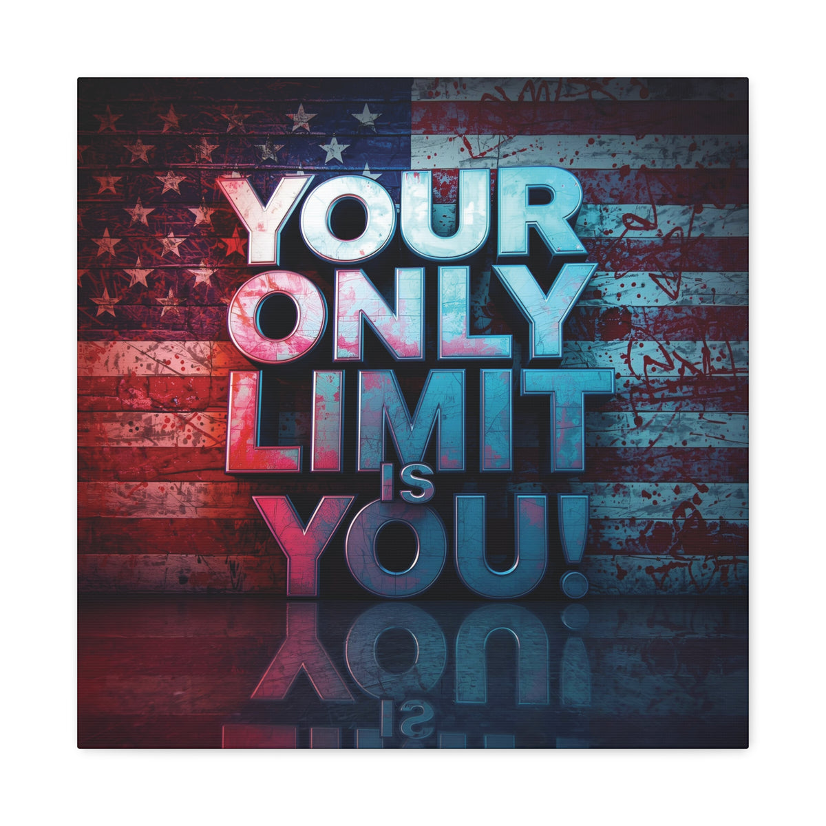 Your Only Limit Is You Canvas Wall Art - Motivational Vintage Flag Decor