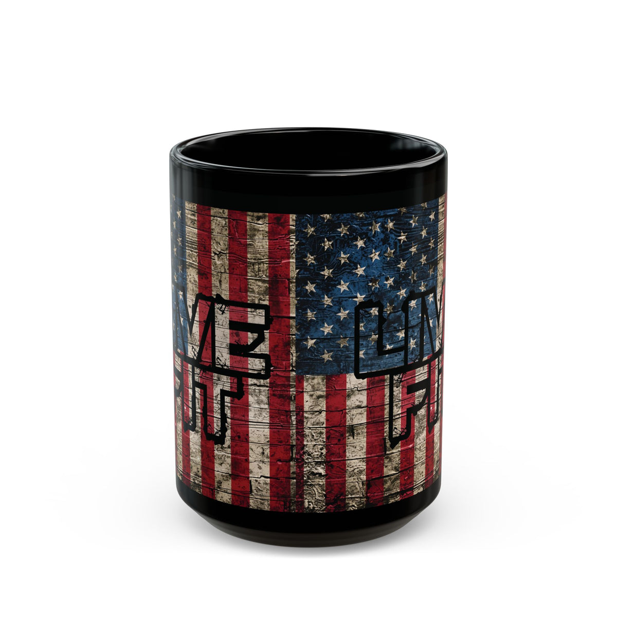 LIVE FIT Vintage American Flag Mug - Patriotic Fitness Motivation - 11oz/15oz