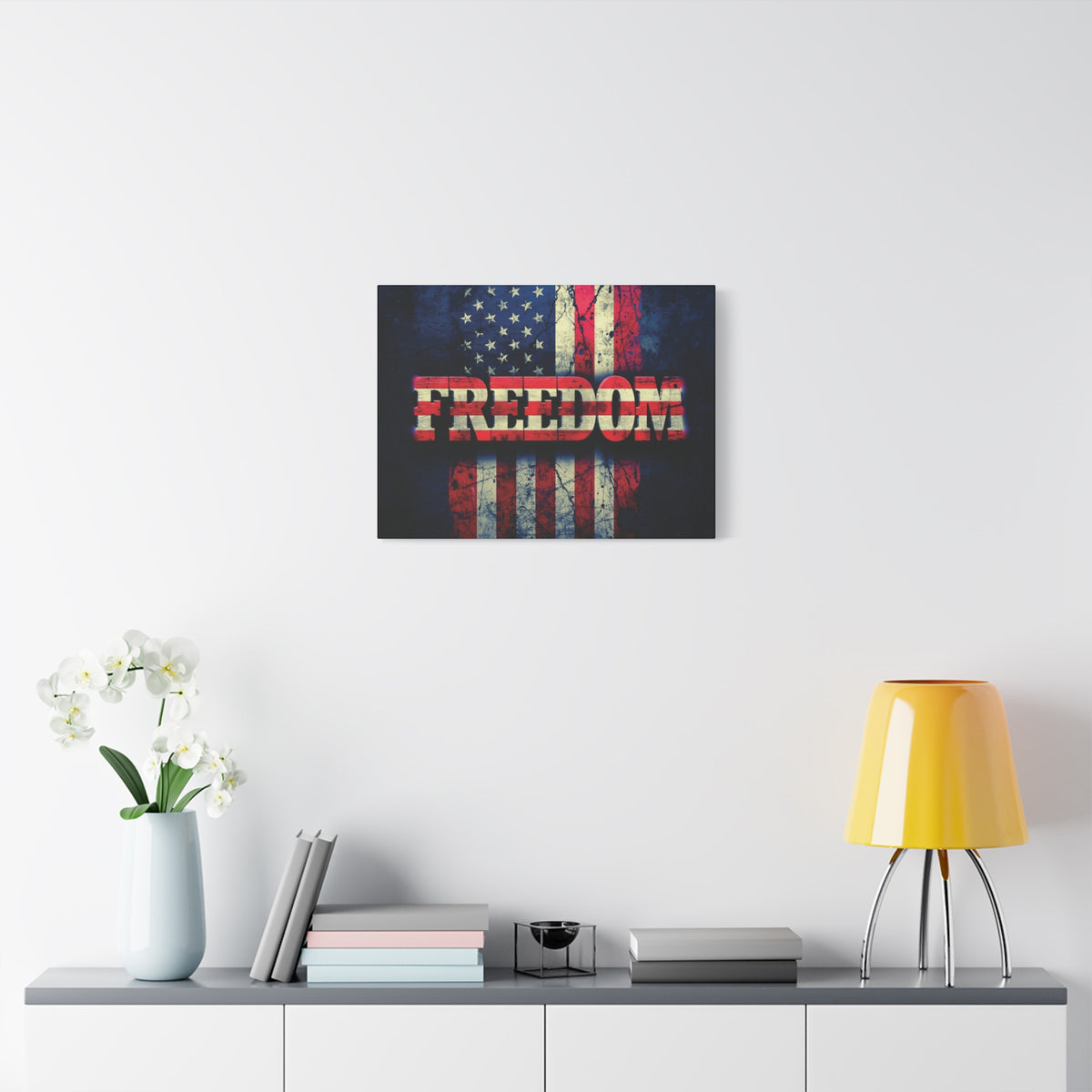 Freedom Canvas Wall Art - Patriotic Vintage American Flag - Gallery Wrapped - Red White Blue - 35 Sizes Available