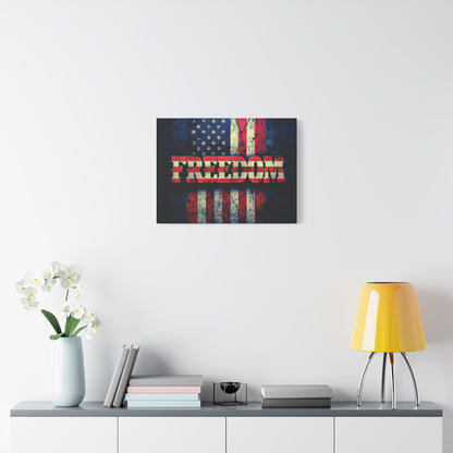 Freedom Canvas Wall Art - Patriotic Vintage American Flag - Gallery Wrapped - Red White Blue - 35 Sizes Available