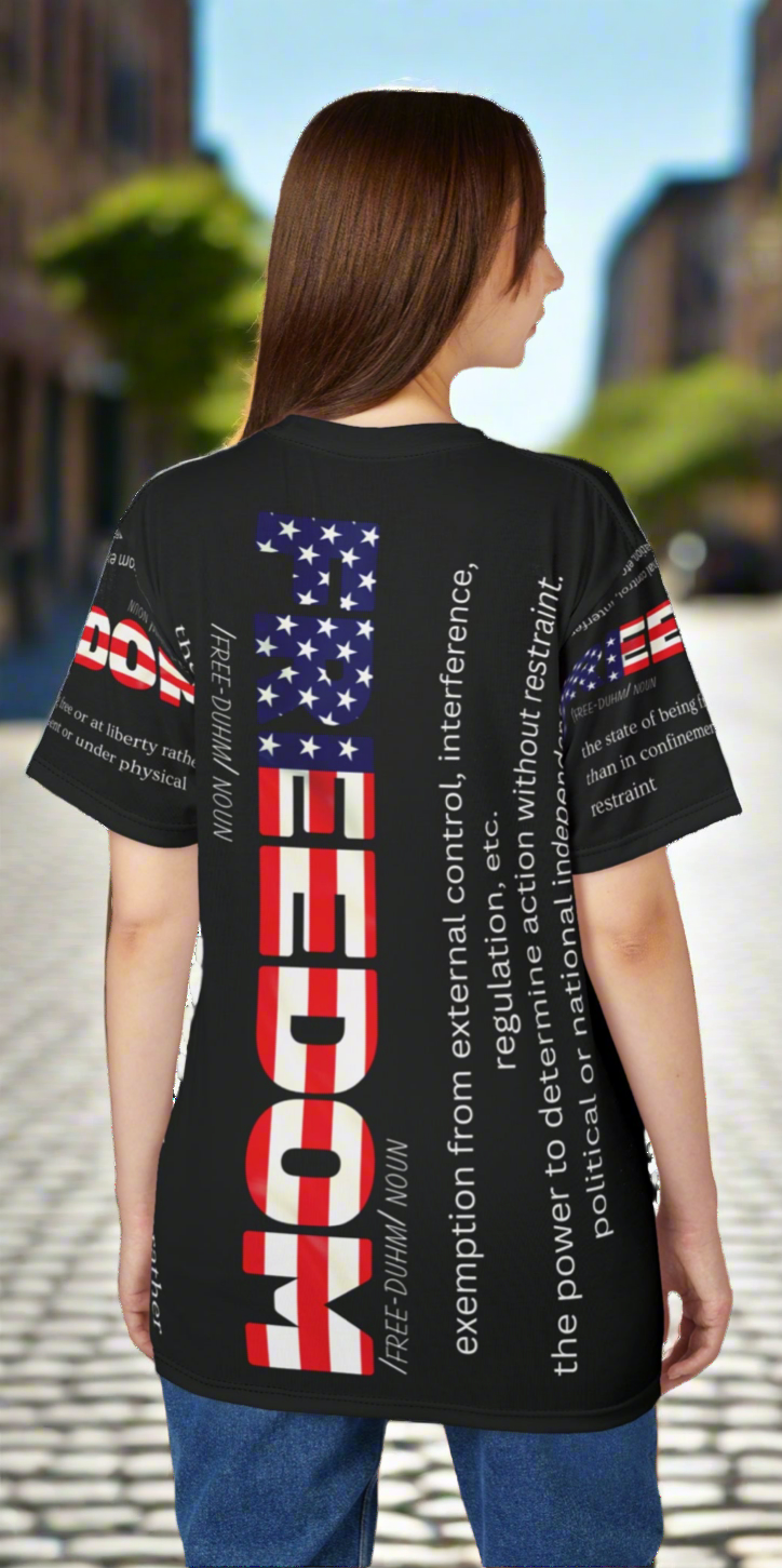 Unisex - Freedom - Definition Tee - American Flag - Red White Blue - All Over Print - T-Shirt - Sizes - S - 3XL