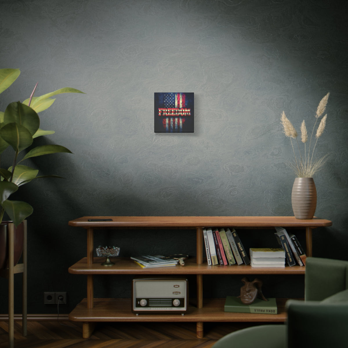 Freedom Canvas Wall Art - Patriotic Vintage American Flag - Gallery Wrapped - Red White Blue - 35 Sizes Available