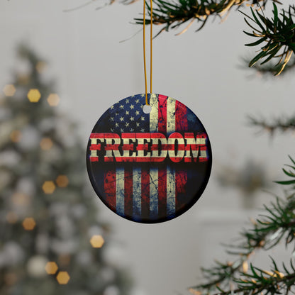 Patriotic Ornaments - Freedom American Flag Design - Red White & Blue - Same Design Both Sides