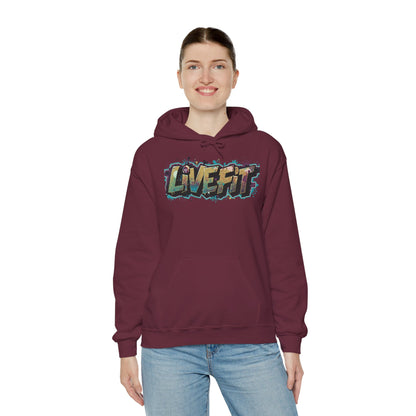 LIVE FIT Hoodie - Unisex Heavy Blend Sweatshirt - Fitness Gym Wear - Workout Apparel - S-5XL