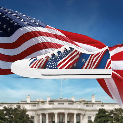 Patriotic - Women's Low Top Sneakers - Stars & Stripes Design - White Sole & Black Sole to Choose From