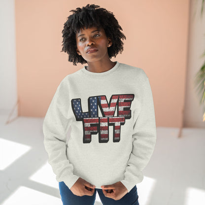 Patriotic Fitness Sweatshirt - American Flag LIVE FIT Design - Red White Blue Crewneck - Unisex S-3XL