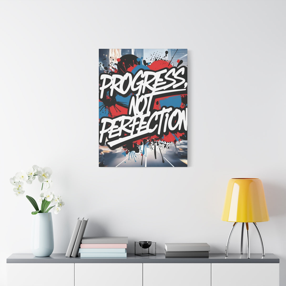 Progress Not Perfection Canvas Wall Art - Motivational Home Decor