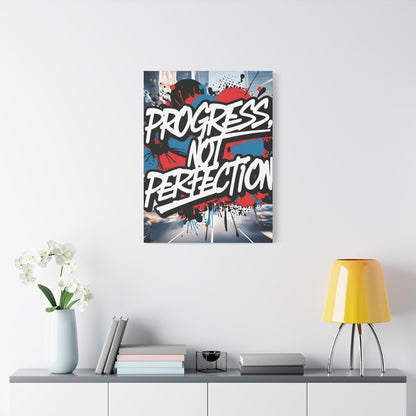 Progress Not Perfection Canvas Wall Art - Motivational Home Decor