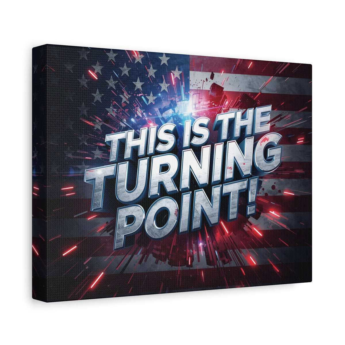 This Is The Turning Point! Canvas Wall Art - Patriotic American Flag - Red White Blue - Motivational Decor - 32 Sizes