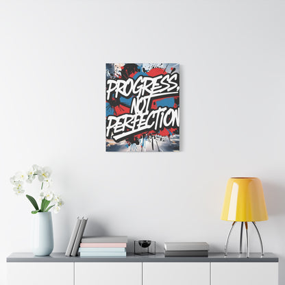 Progress Not Perfection Canvas Wall Art - Motivational Home Decor