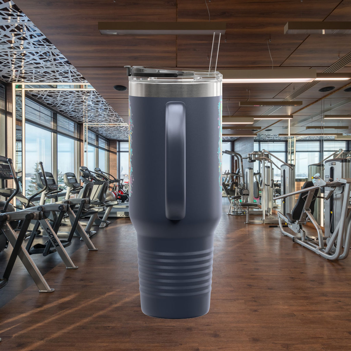 Insulated Travel Mug - Live Fit - 40oz Fitness Water Bottle - Gym Coffee Cup - Durable Travel Tumbler - Motivational Drinkware