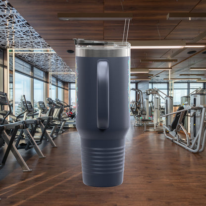 Insulated Travel Mug - Live Fit - 40oz Fitness Water Bottle - Gym Coffee Cup - Durable Travel Tumbler - Motivational Drinkware