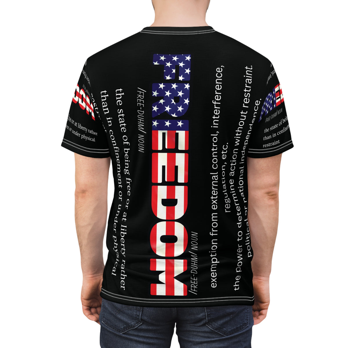 Unisex - Freedom - Definition Tee - American Flag - Red White Blue - All Over Print - T-Shirt - Sizes - S - 3XL