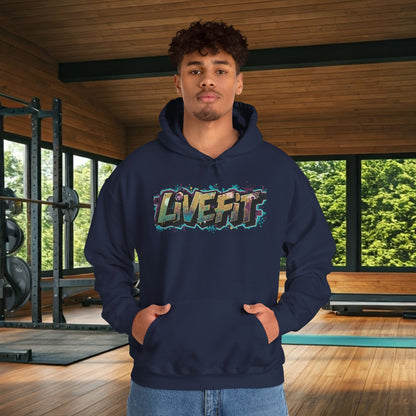 LIVE FIT Hoodie - Unisex Heavy Blend Sweatshirt - Fitness Gym Wear - Workout Apparel - S-5XL