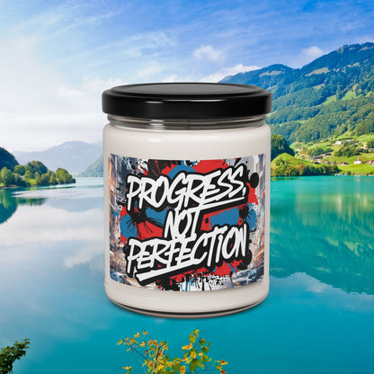 Progress Not Perfection Scented Soy Candle - 9oz - Inspirational Motivational Gift - Fitness Home Decor - 9 Scents