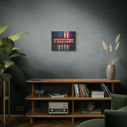 Freedom Canvas Wall Art - Patriotic Vintage American Flag - Gallery Wrapped - Red White Blue - 35 Sizes Available