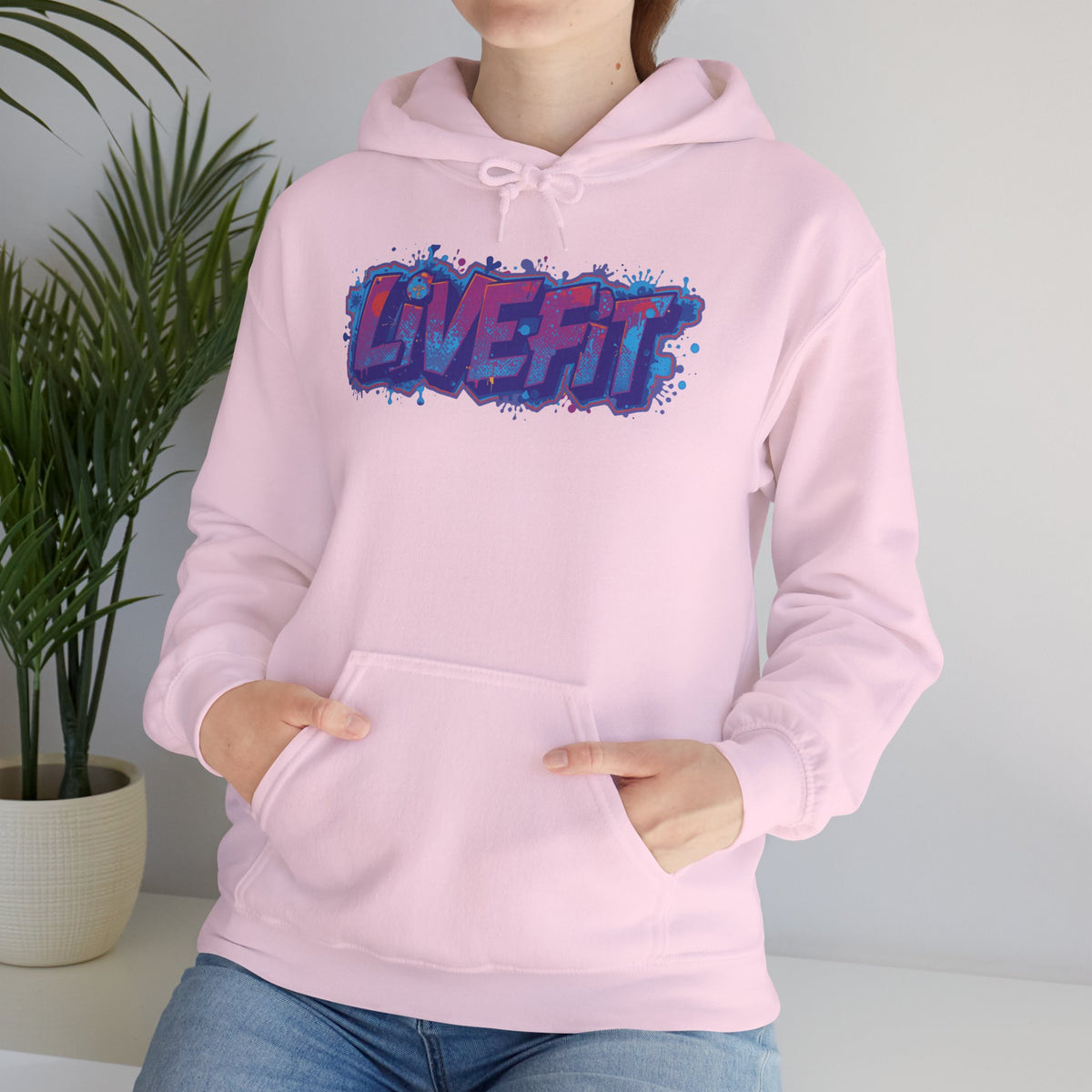 LIVE FIT Hoodie Sweatshirt - Motivational Fitness Pullover - Unisex Gym Hoodie - S-5XL