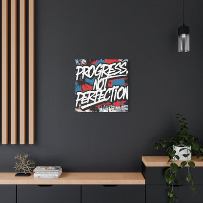 Progress Not Perfection Canvas Wall Art - Motivational Home Decor