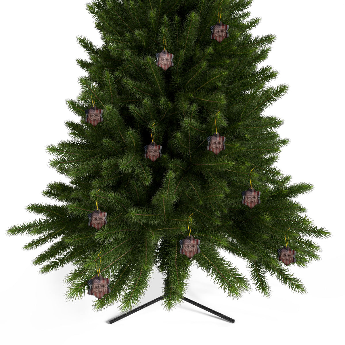 Patriotic Ceramic Ornaments - Charlie Kirk Inspired - This Is The Turning Point! - American Flag Backdrop