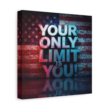 Your Only Limit Is You Canvas Wall Art - Motivational Vintage Flag Decor