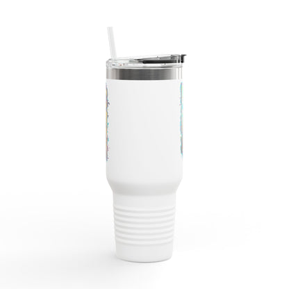Insulated Travel Mug - Live Fit - 40oz Fitness Water Bottle - Gym Coffee Cup - Durable Travel Tumbler - Motivational Drinkware