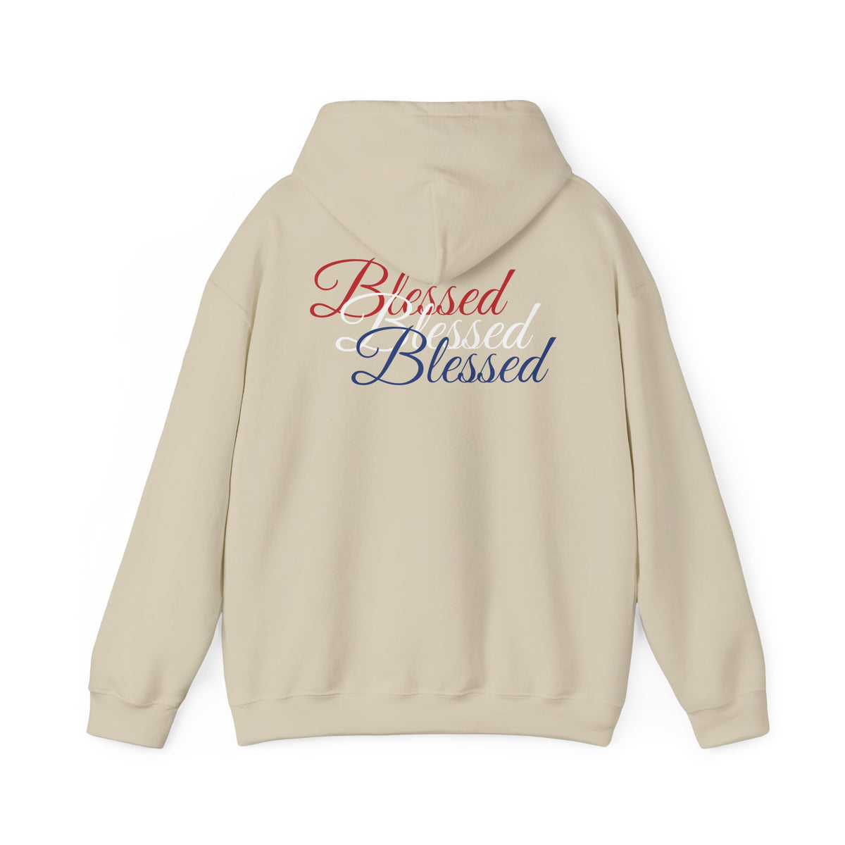 Blessed Hoodie - Patriotic Red White Blue - Unisex Pullover - Front & Back Print - S-5XL