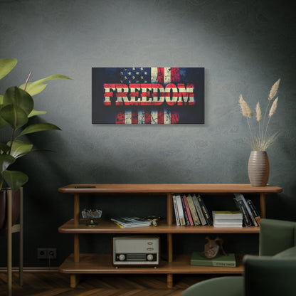 Freedom Canvas Wall Art - Patriotic Vintage American Flag - Gallery Wrapped - Red White Blue - 35 Sizes Available