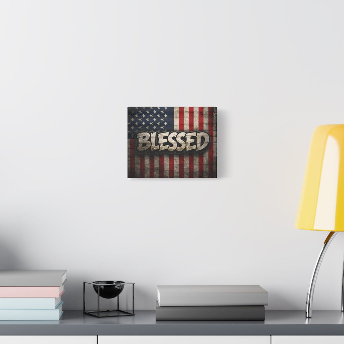 Blessed Vintage American Flag Canvas Wall Art - Patriotic Home Decor
