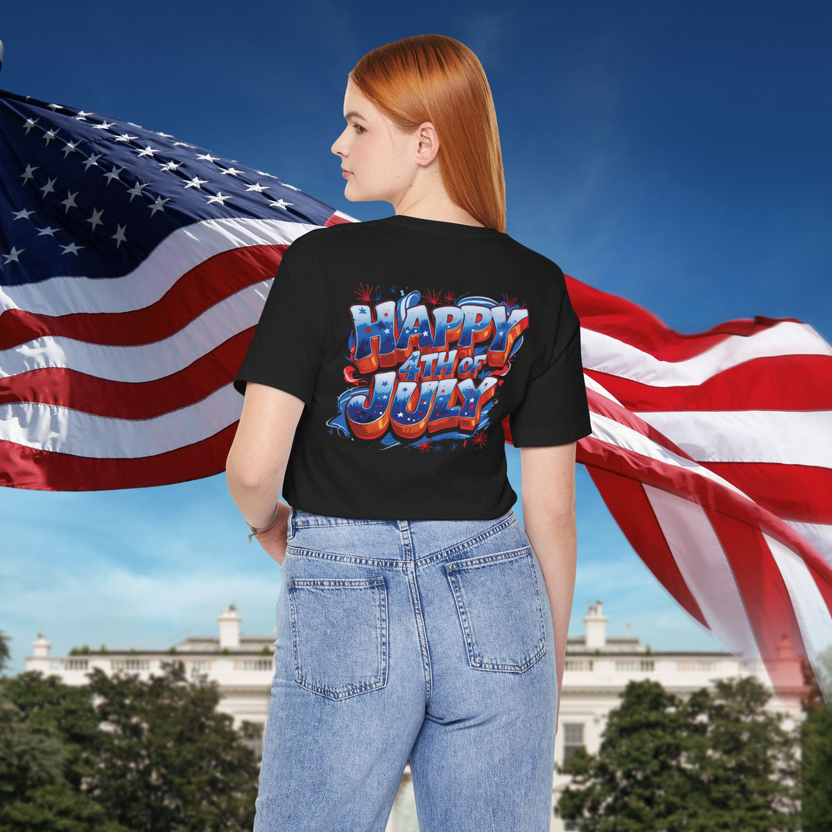 Happy 4th of July T-Shirt - Independence Day Bald Eagle - American Flag Graphic Tee