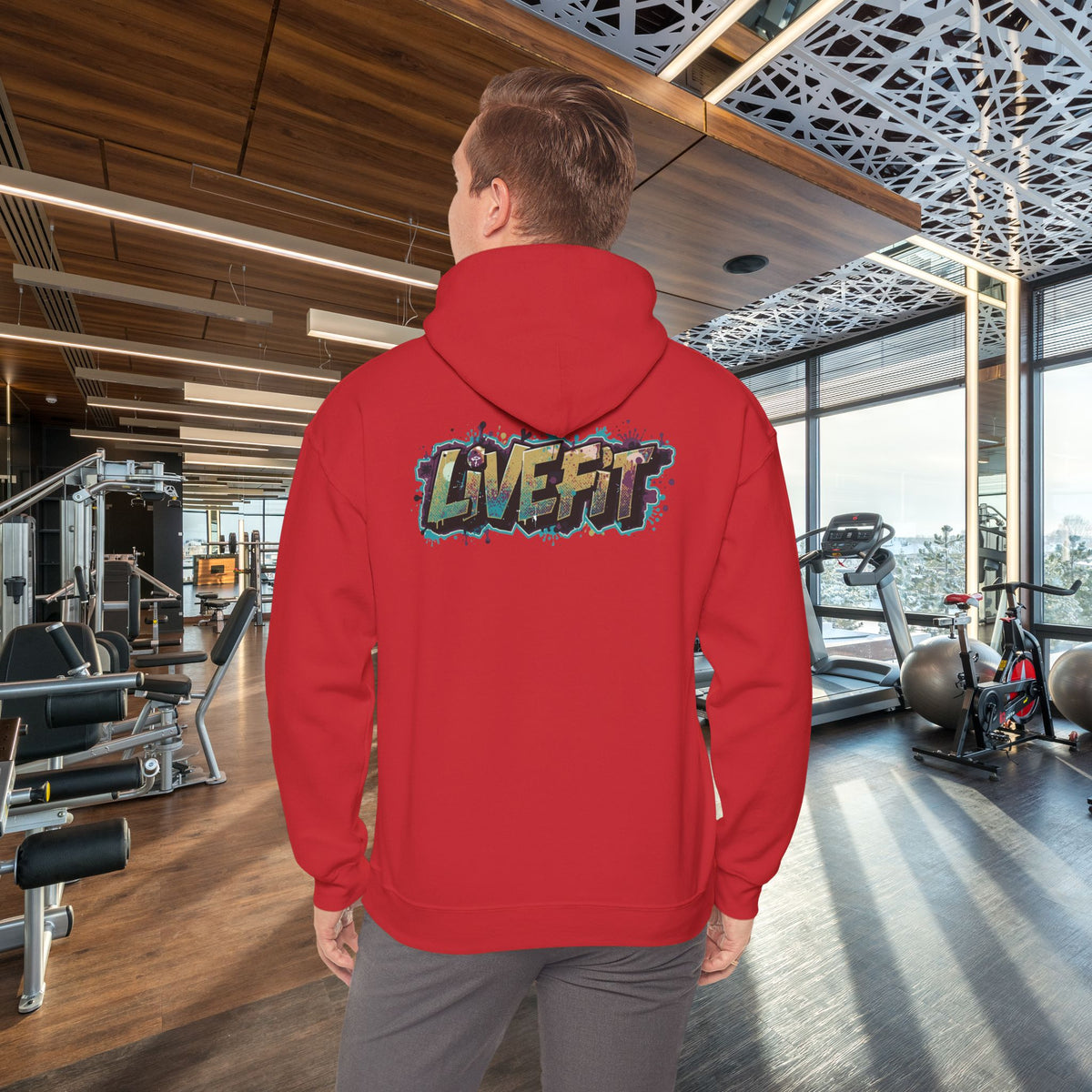 LIVE FIT Hoodie - Unisex Heavy Blend Sweatshirt - Fitness Gym Wear - Workout Apparel - S-5XL