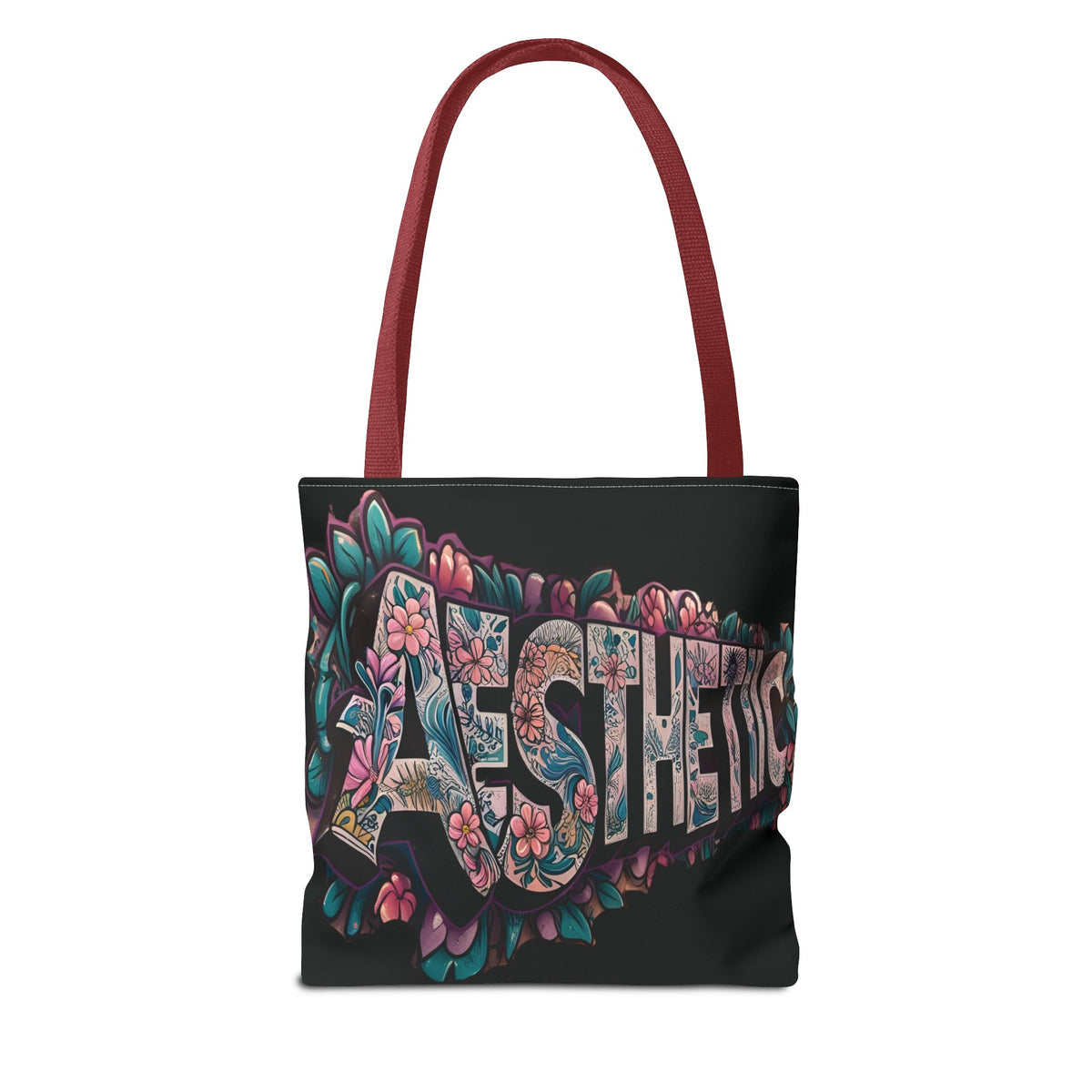 Aesthetic Black Floral Tote Bag - Eco-Friendly Shopping Bag - 3 Sizes