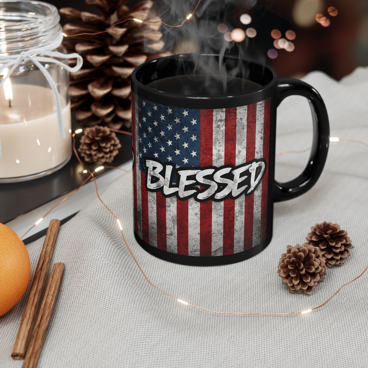 Blessed Mug - Vintage American Flag Design - Patriotic Gift - 11oz/15oz