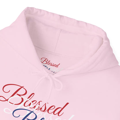 Blessed Hoodie - Patriotic Red White Blue - Unisex Pullover - Front & Back Print - S-5XL