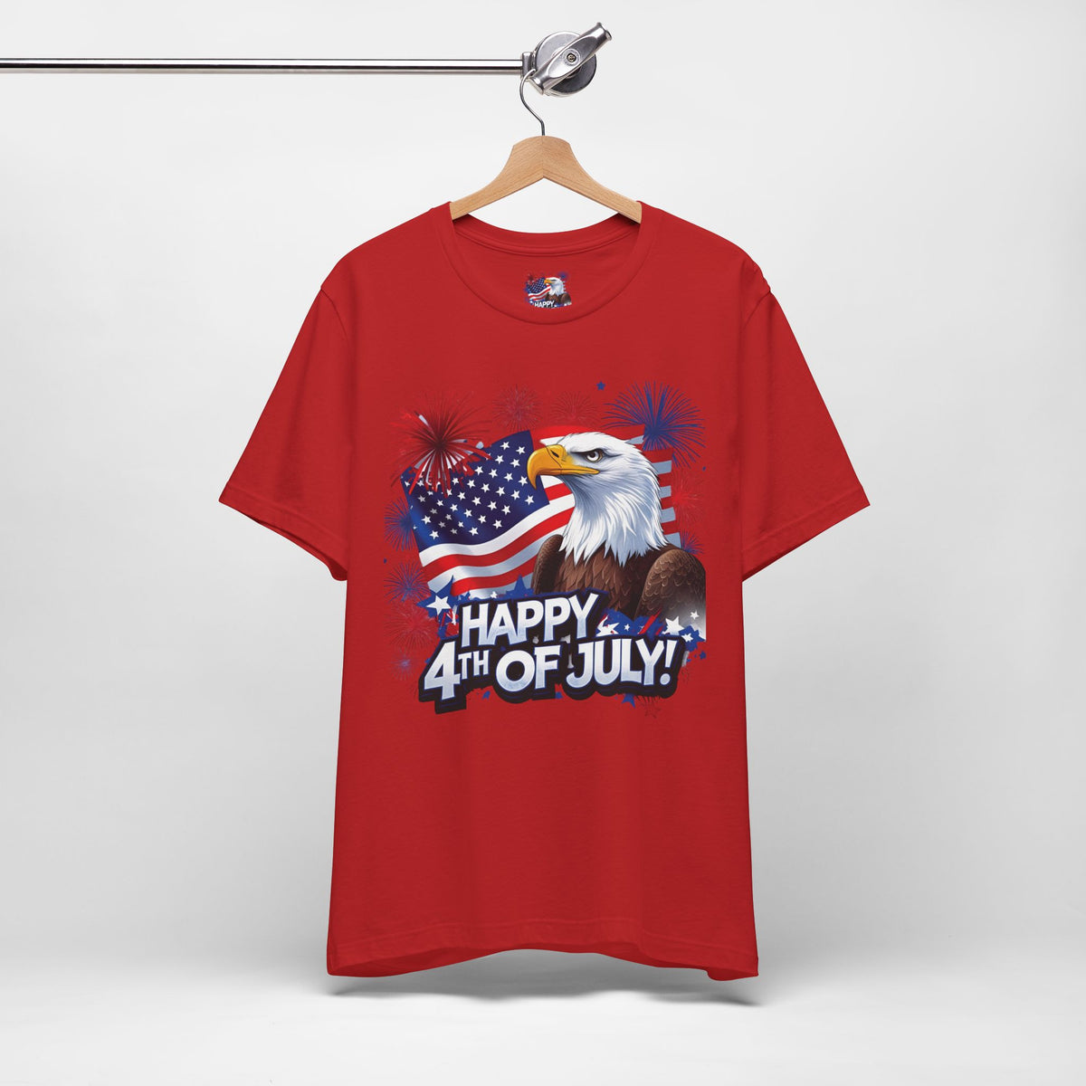 Happy 4th of July Graphic T-Shirt - Patriotic Bald Eagle - American Flag Tee - XS-4XL