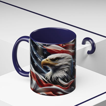 Patriotic Eagle Mug - Vintage American Flag Design - 11oz/15oz