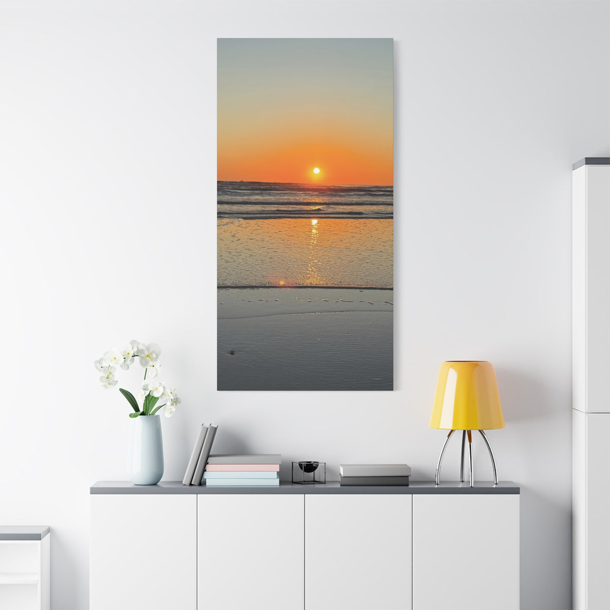 Sunset Beach Canvas Print, Ocean Decor, Wall Art, Home Decor, Coastal Artwork for Living Room