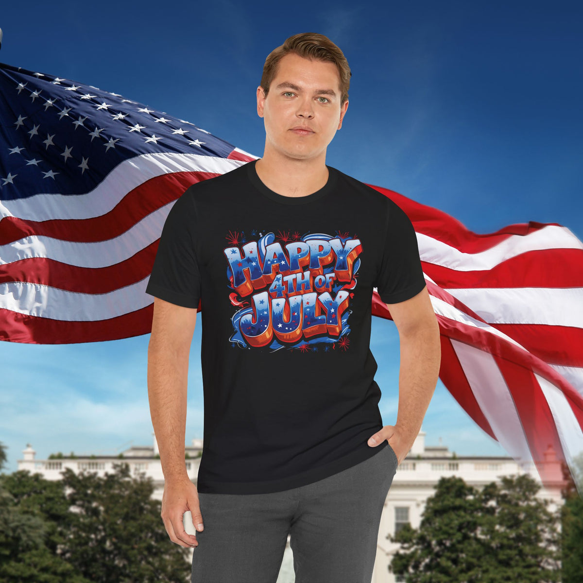 Happy 4th of July T-Shirt - Independence Day Bald Eagle - American Flag Graphic Tee